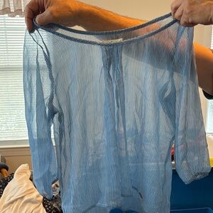 Sheer Blue Striped Top